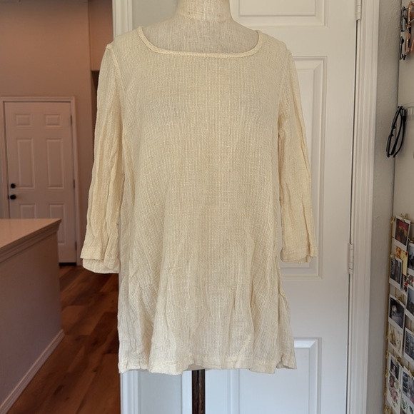 FLAX cotton & linen gauzy tunic blouse - Picture 1 of 12